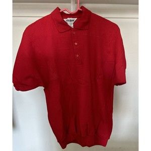 Vintage Idle time Men's shirt M Red with 1/4 Button Collar